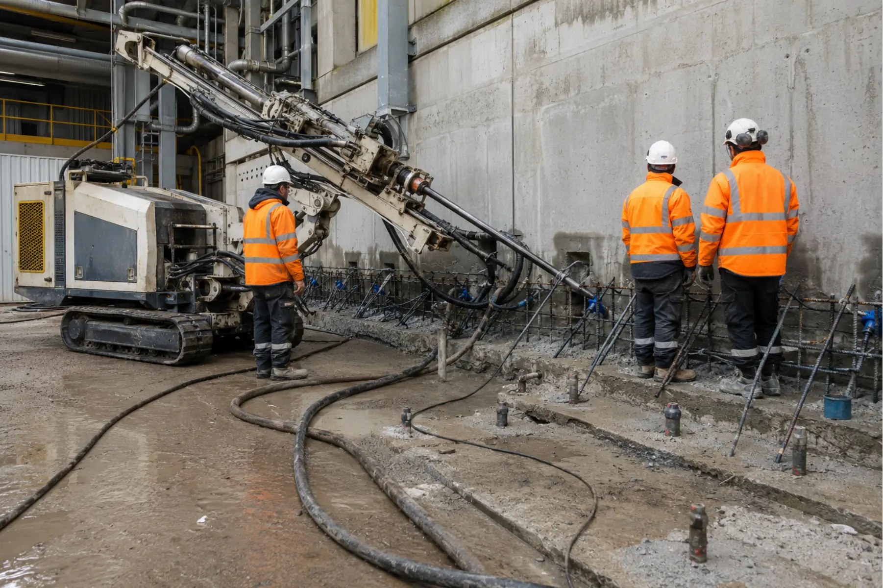 Hollow-bar micropile installation for foundation strengthening